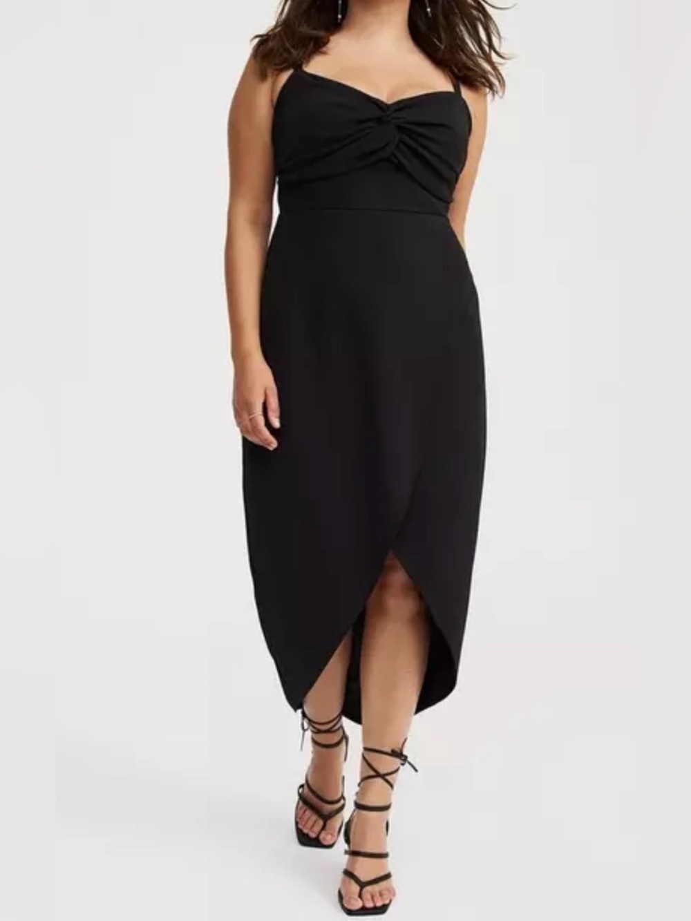 Twist-Front Cut-Out Midi Dress